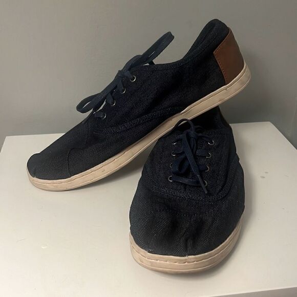 Toms Men's Blue lassic Lace Up Canvas Sneakers Casual Shoes - Picture 1 of 10
